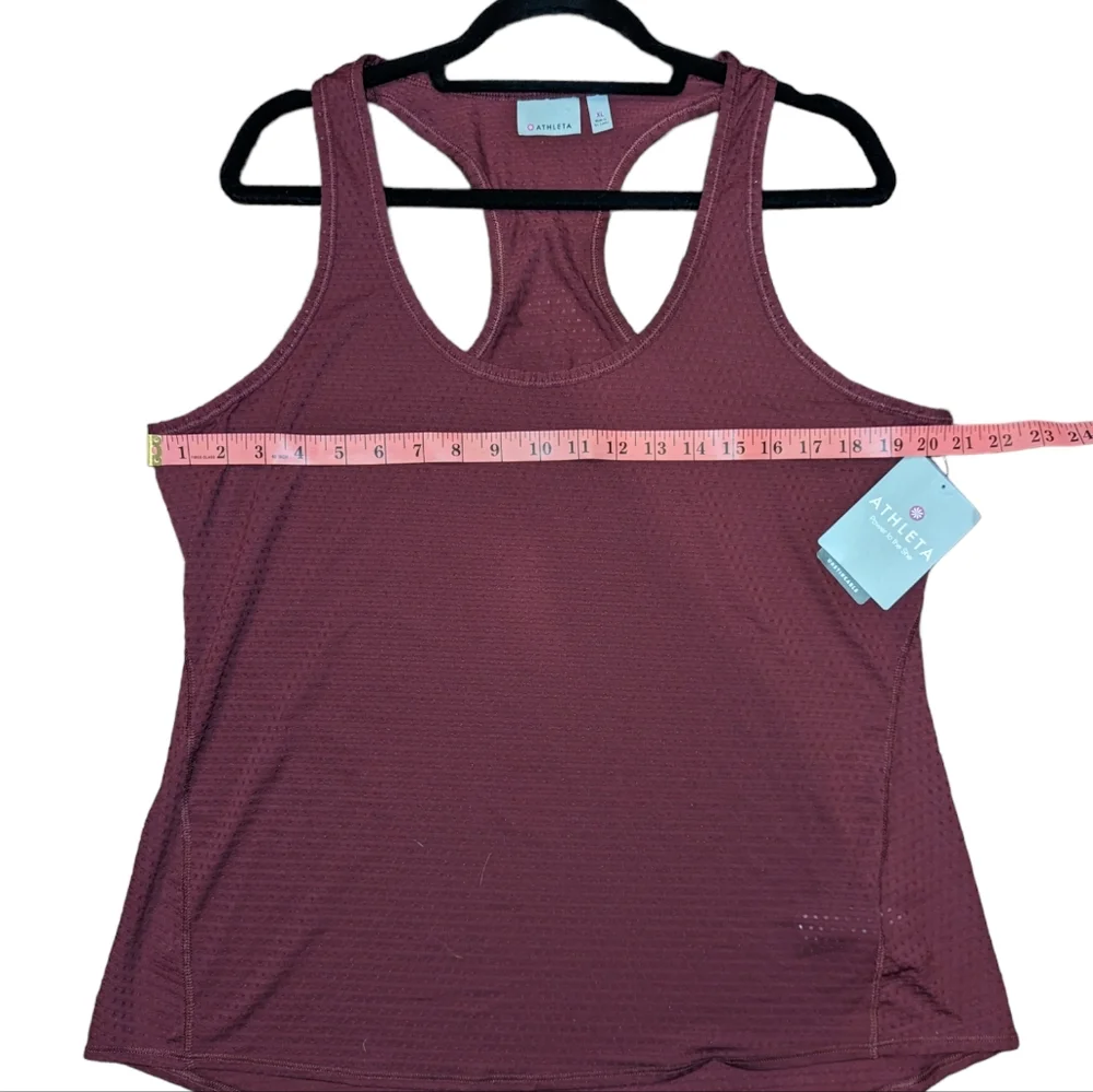 Athleta Women's Mesh Tank Top Racerback Chi Dot Maroon Burgundy Size XL - Picture 4 of 12
